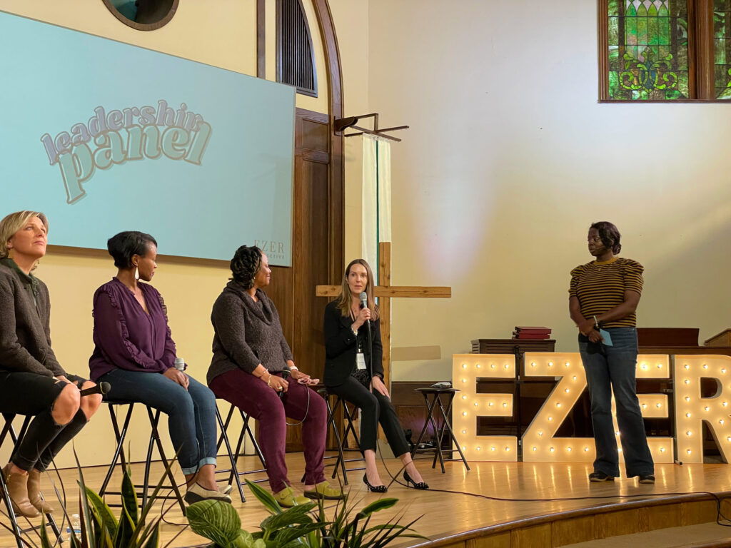 Sharon speaking at a leadership panel